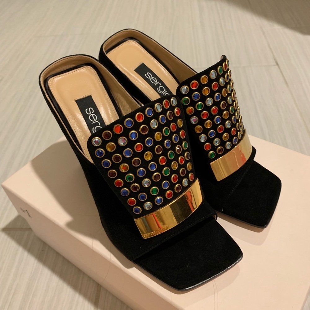 Sergio Rossi studded open toe mules